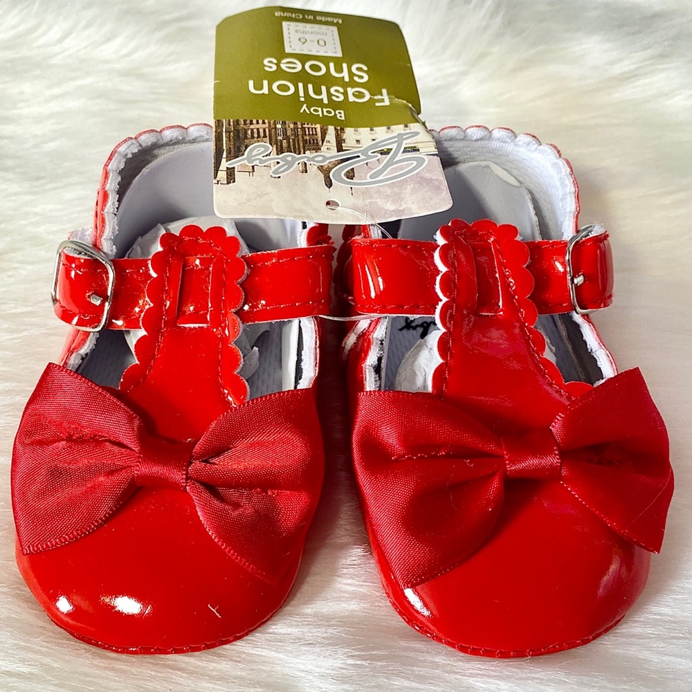 Red baby dress shoes